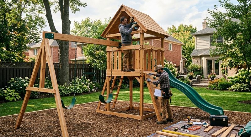 Wooden Playset Installation in Kansas City, KS